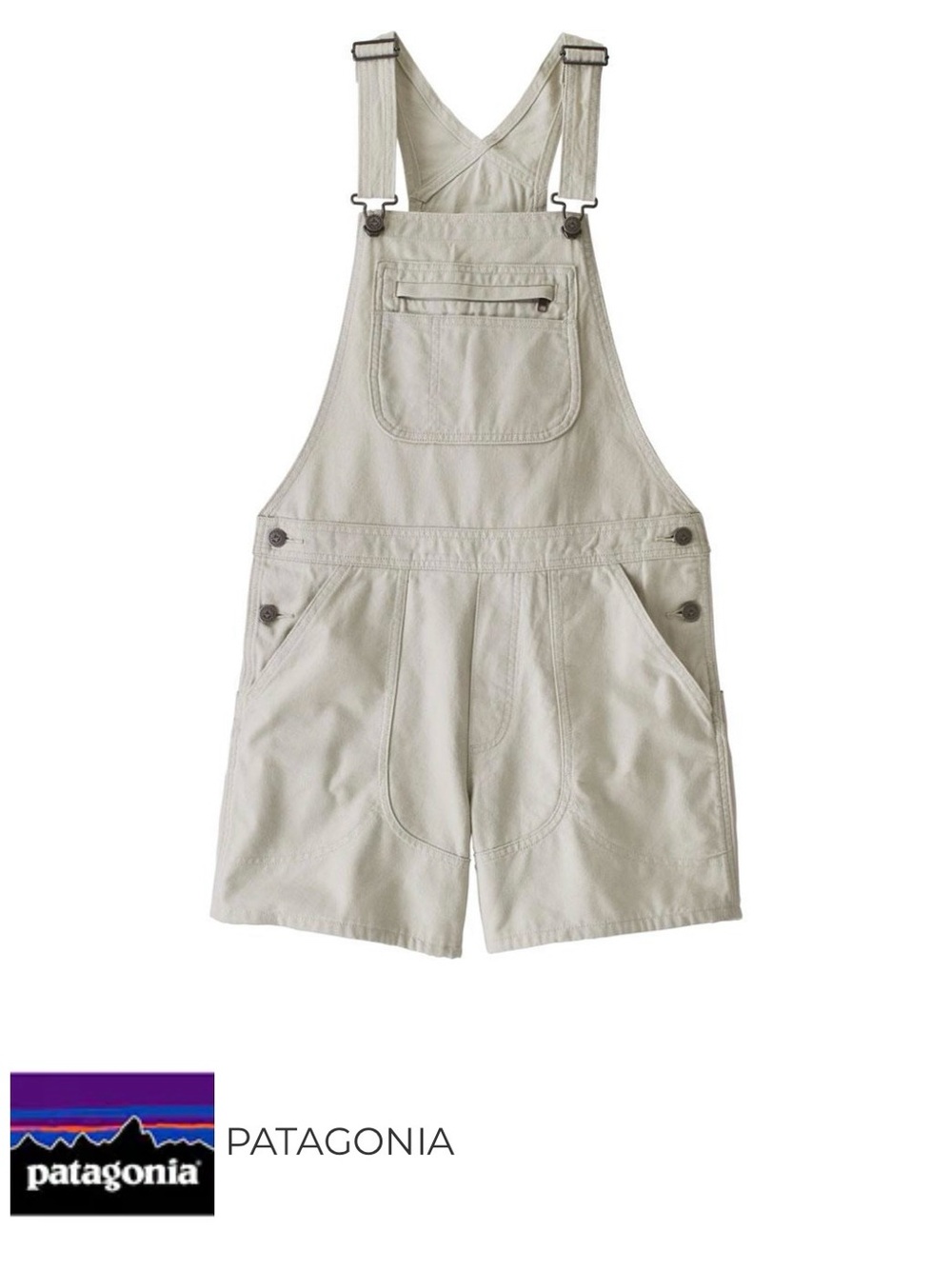 Patagonia Stand Up Light Cream Short Overalls With Bib Pocket